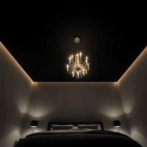 Czarny sufit w sypialni