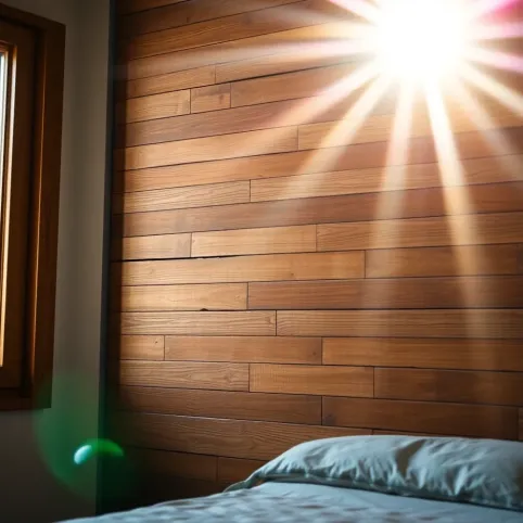 Drewnianą ściana w sypialni