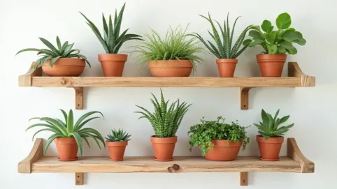 Drewniany kwietnik na ścianę