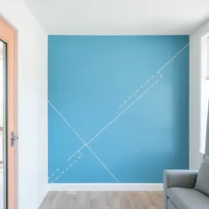 Geometryczne wzory na ścianę z taśmy malarskiej