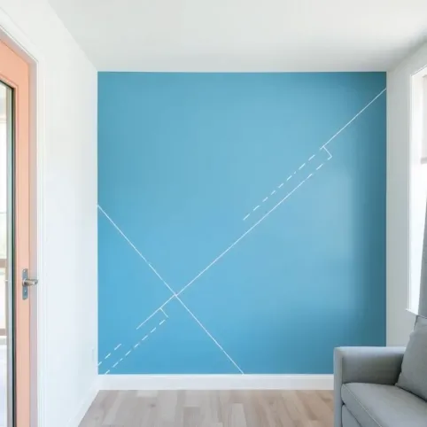 Geometryczne wzory na ścianę z taśmy malarskiej