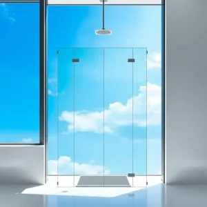 Kabina prysznicowa na ścianie z oknem