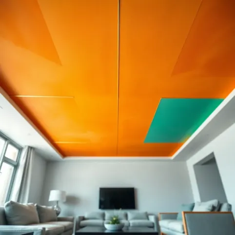 Kolorowy sufit w salonie