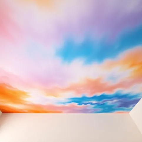 Kolorowy sufit w sypialni