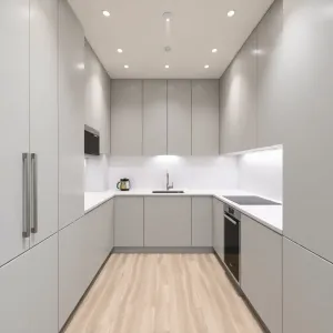 Mała kuchnia zabudowana do sufitu