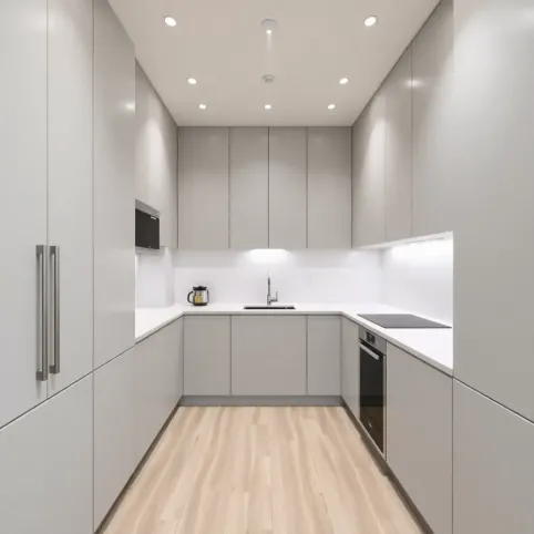 Mała kuchnia zabudowana do sufitu