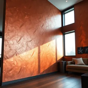 Miedziana ściana w salonie