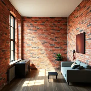 Mieszkanie z ceglanymi ścianami