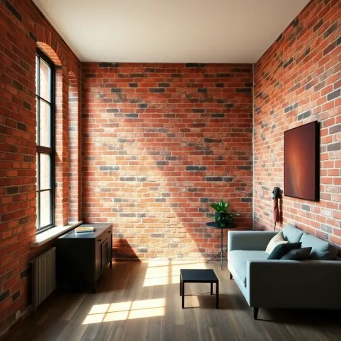 Mieszkanie z ceglanymi ścianami