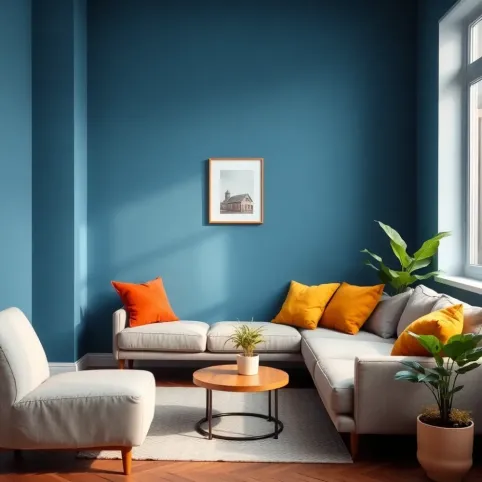 Niebieski kolor ścian z czym łączyć