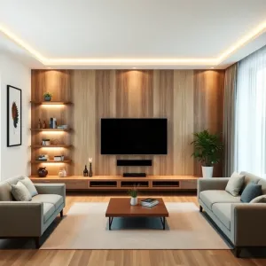 Nowoczesna ściana telewizyjna w salonie
