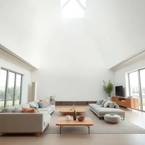 Nowoczesny salon z wysokim sufitem