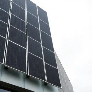 Panele fotowoltaiczne na pionowej ścianie