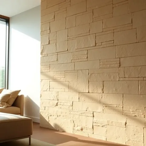 Piaskowiec na ścianę w salonie