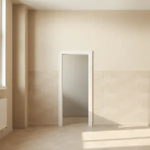 Płytki do połowy ściany a drzwi