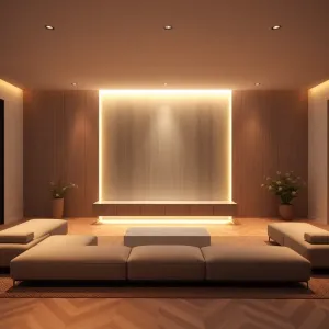 Podświetlana ściana w salonie