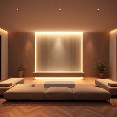 Podświetlana ściana w salonie