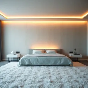 Podświetlana ściana w sypialni