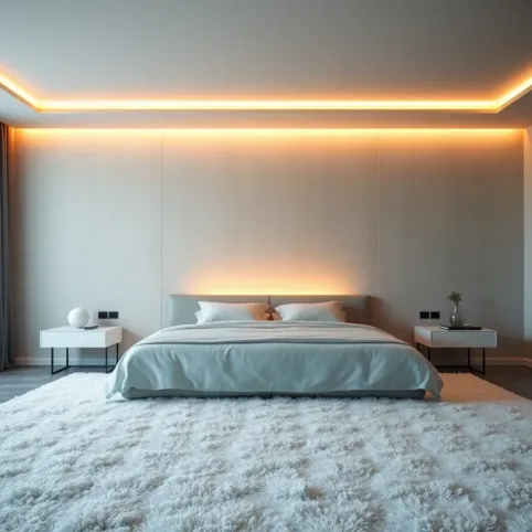 Podświetlana ściana w sypialni