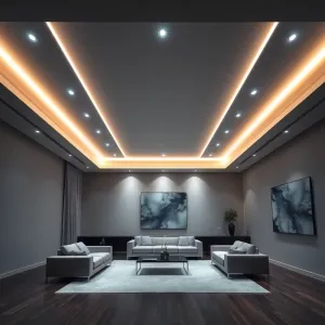 Podwieszany sufit LED w salonie