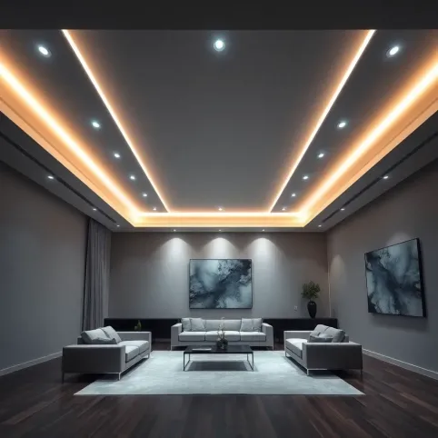 Podwieszany sufit LED w salonie