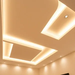 Podwieszany sufit w salonie z ledami