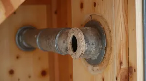 przejście rury spalinowej przez ścianę drewnianą