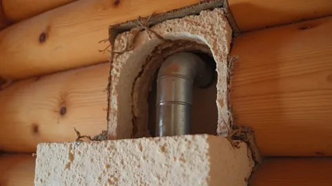 przepust kominowy przez ścianę drewnianą