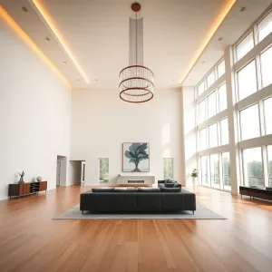 Salon z wysokim sufitem