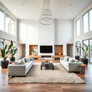 Salon z wysokim sufitem aranżację