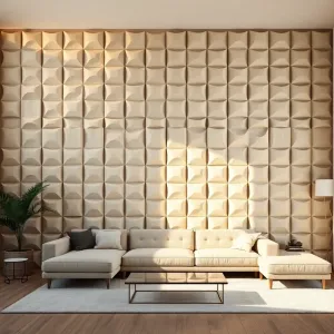 Ściana 3D w salonie aranżację