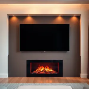Ściana telewizyjna z kominkiem elektrycznym