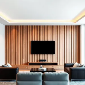 Ściana telewizyjna z lamelami