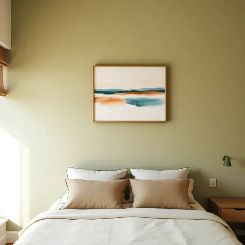 Ściana w sypialni za łóżkiem