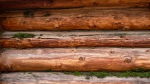 Ściana z bali drewnianych