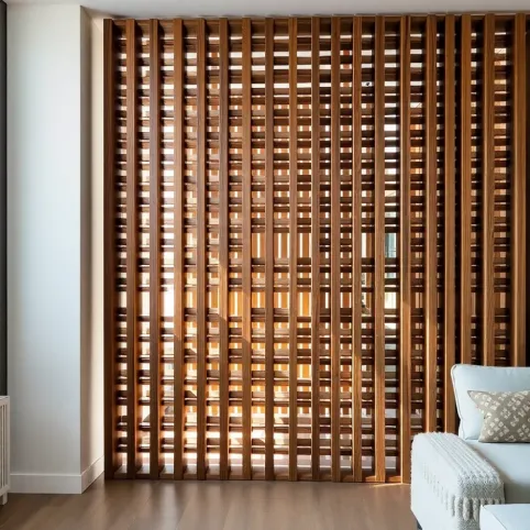 Ścianka działowa z drewnianych listew