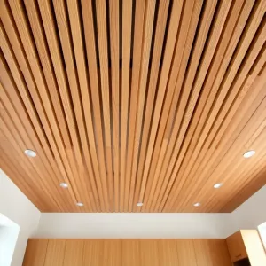 Sufit z lameli drewnianych