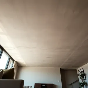 Surowy sufit w salonie