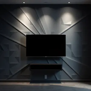 Tapeta 3D na ścianę z telewizorem