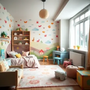 Tapeta do połowy ściany w pokoju dziecka