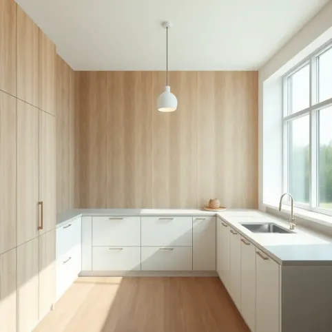 Tapeta lamele w kuchni