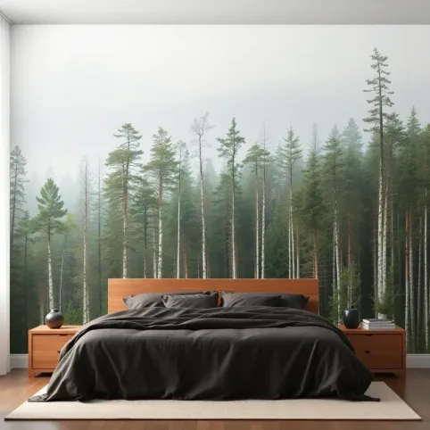 Tapeta las w sypialni