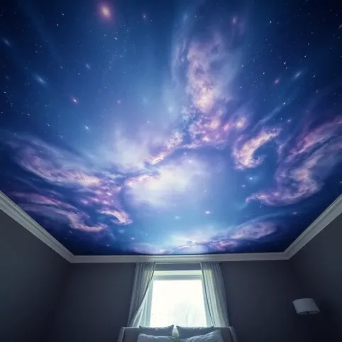 Tapeta na suficie w sypialni