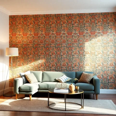 Tapeta W Salonie Na Jednej Ścianie