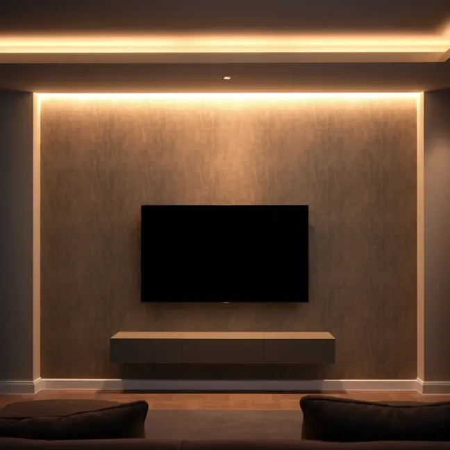 Tapeta w salonie na jednej ścianie z telewizorem