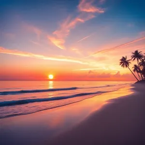 Tapeta zachód słońca na plaży