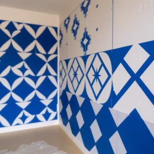 Wzory na ścianie malowane farbą