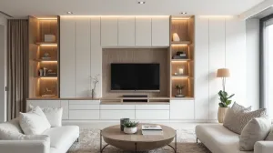 zabudowa ściany w salonie