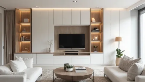 zabudowa ściany w salonie