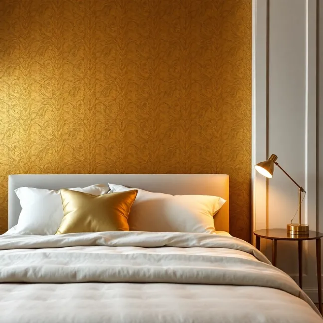 Złota tapeta do sypialni